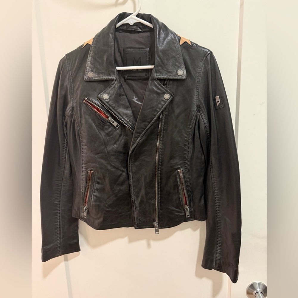Mauritius Black Leather Moto Jacket